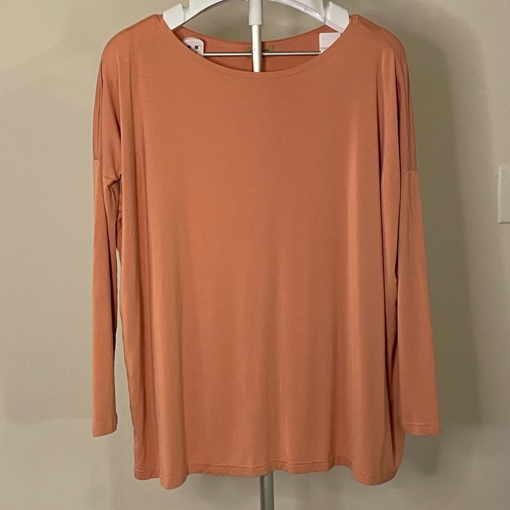 Long sleeve piko top in Rust